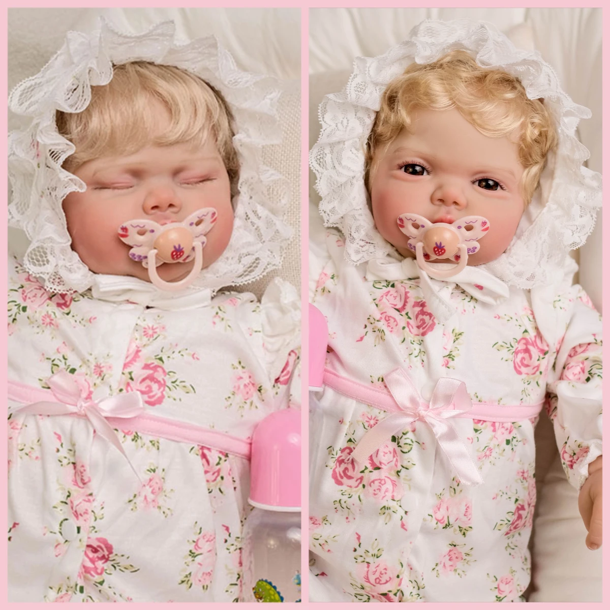 NPK 24Inch Pickle Soft Cloth Body Lifelike Reborn Toddler Hand Rooted Curly Blond Hair Cuddly Baby Doll Baby