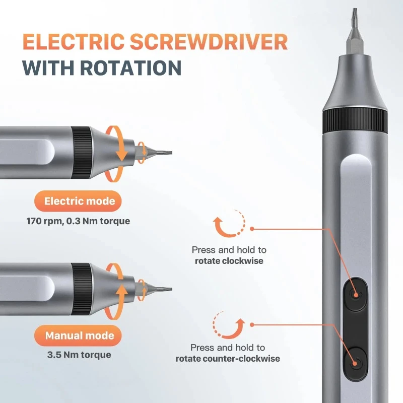 Electric Screwdriver Set 50Pcs In 1 Precision Power Screwdriver Magnetic S2 Bits Type-C Quick Charging Repair Tool Set