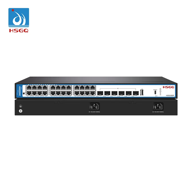 HSGQ-5830P OEM/ODM L3 Managed PoE Switch 30 Ports 24*2.5GE+6*10G SFP+ Fiber Switch PoE IEEE802.3 Suitable CCTV NVR