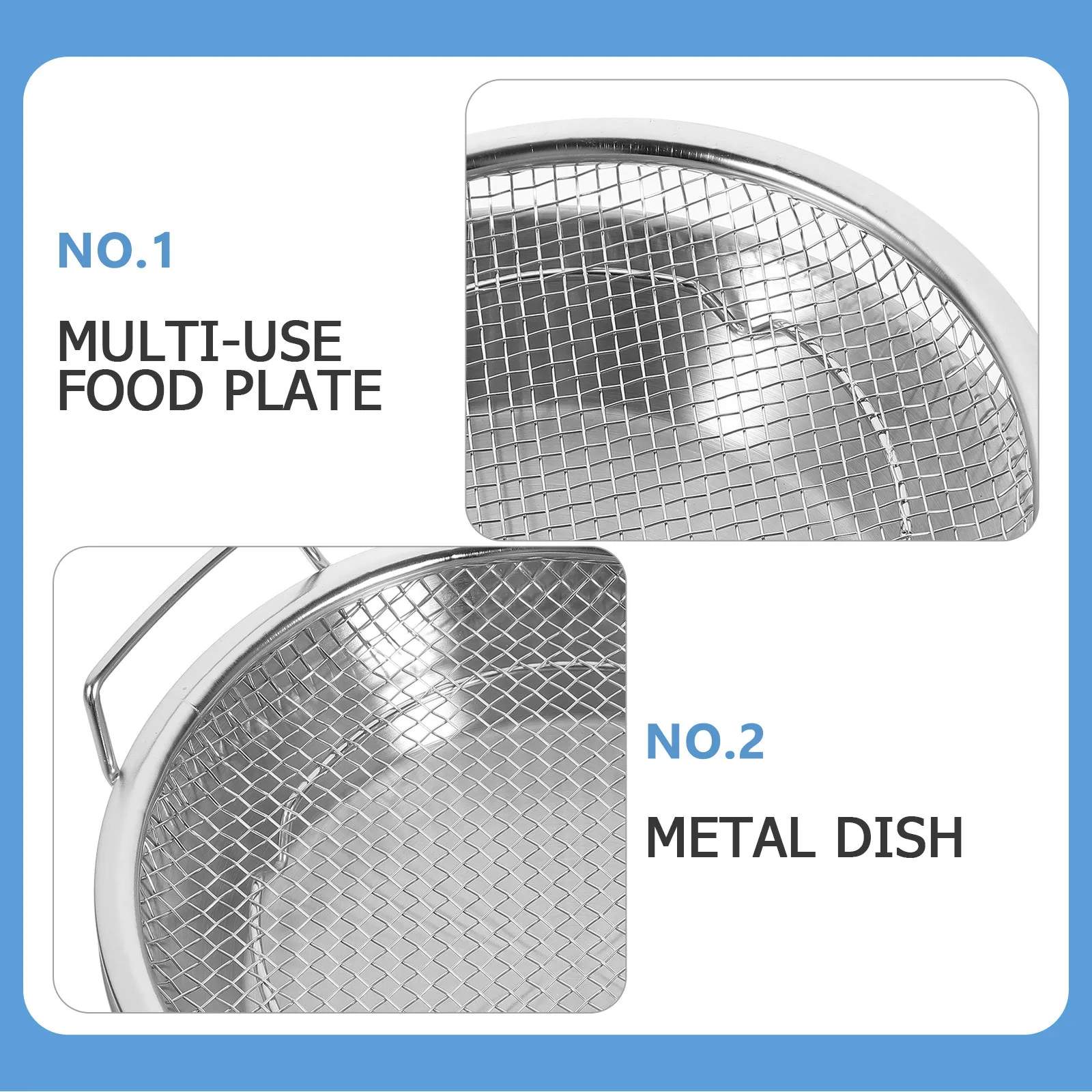 

1 set Stainless Steel Drain Tray With Fry Basket Oil Draining Plate For Snack Fruit Storage Multi-Use Food Serving Dish