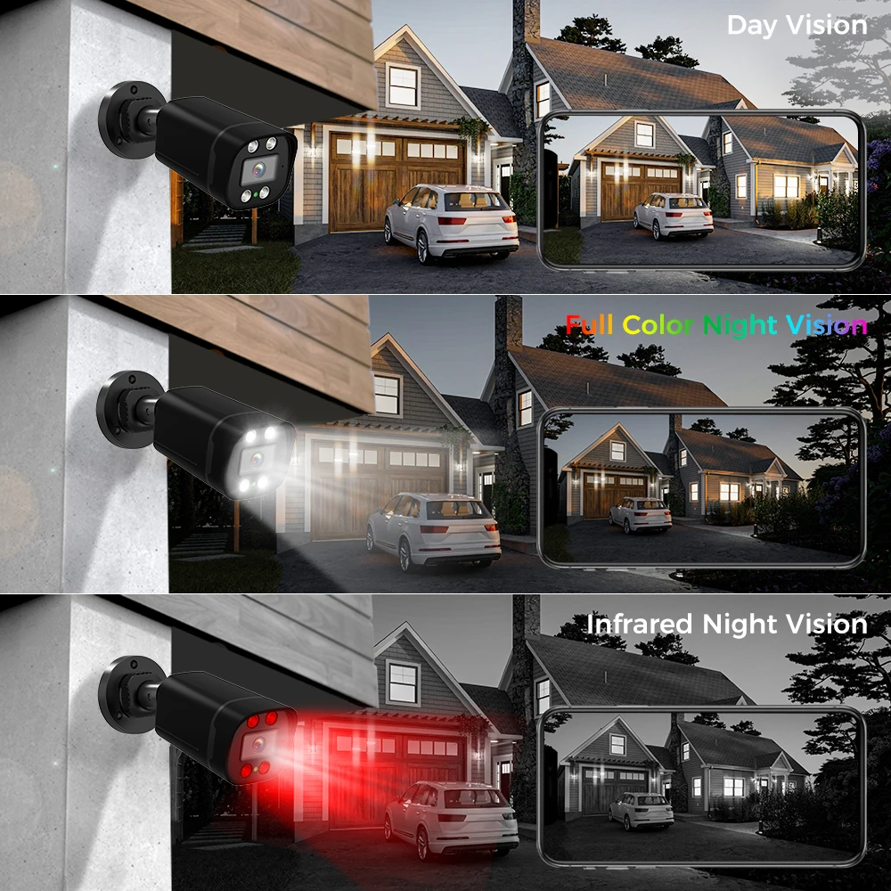 Hiseeu 5MP AHD Camera Outdoor Full Color Night Vision Home Video Human Detection  CCTV Surveillance Analog Cameras H.265 XMEye