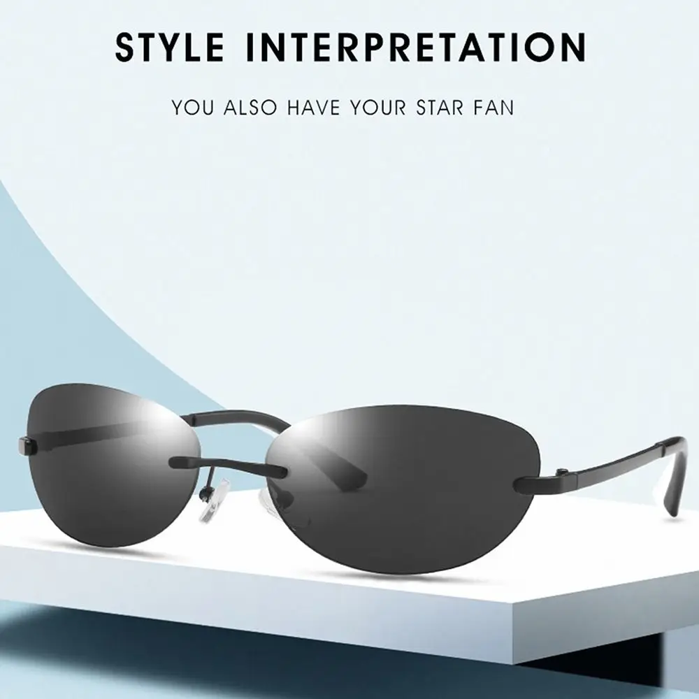 نظارات شمسية كلاسيكية بيضاوية بدون شفة ملفوفة حول نظارات شمسية UV400 2000 Y2K ظلال متدرجة للنساء والرجال