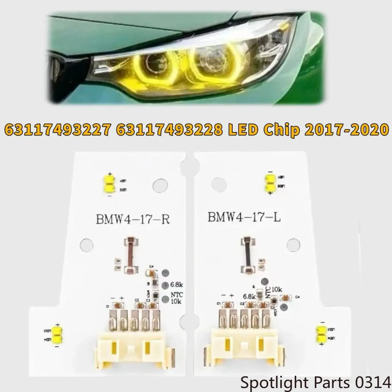 

Yellow Angel Eyes Board 63117493227 63117493228 For BMW 4 Series F32 F33 F36 M4 2017 2018 2019 2020 DRL Chip LED Car Accessories