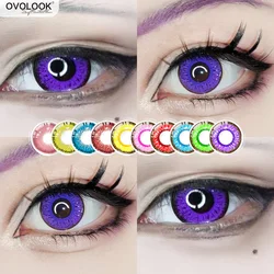 OVOLOOK-Lentes de Contato Anime para Olhos, Olho Grande, Azul, Vermelho, Verde, Rosa, Roxo, Amarelo, Anual, 10 Cores