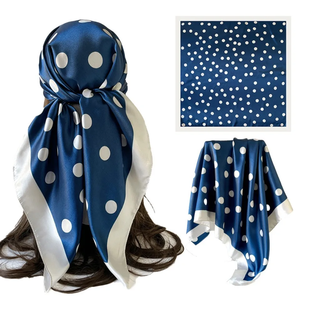 

All-match Printed Dot Print Scarf Geometric Shape Spicy Girls Small Square Scarf Korean Hip Hop Satin Hijab Female