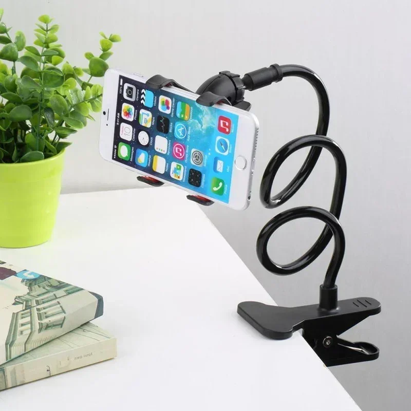 Universal lazy mobile phone goose neck holder stents flexible bed desk clip bracket