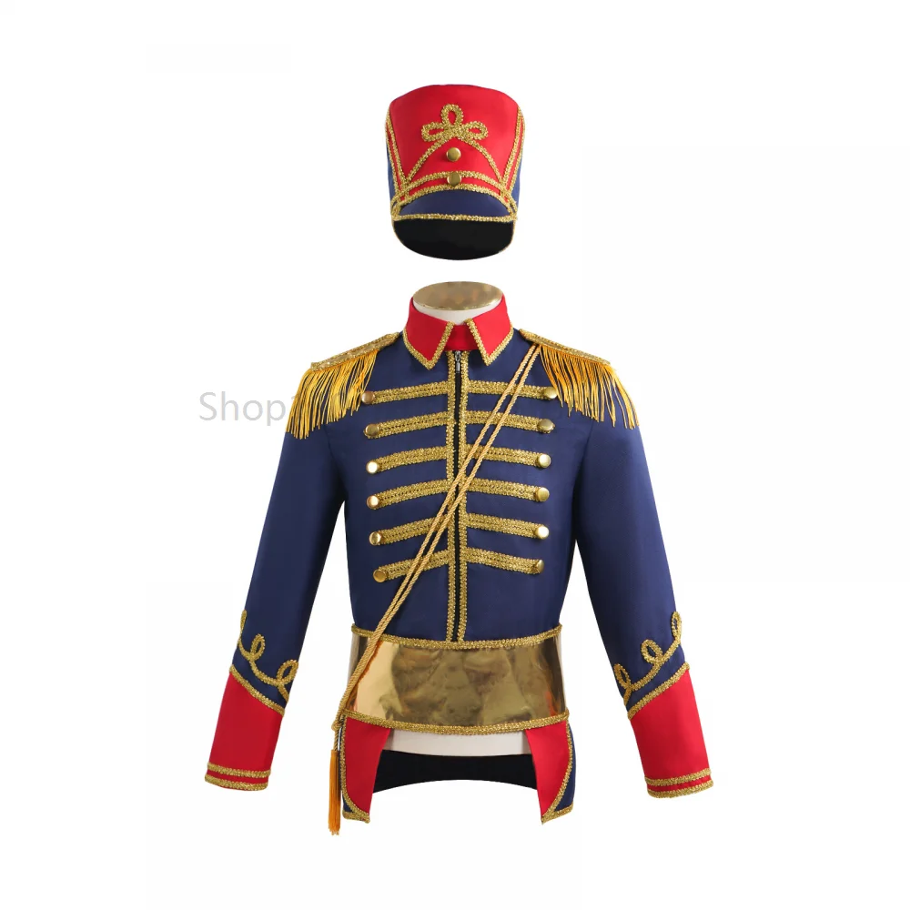 

Костюм на Хэллоуин для взрослых, барабан, труба, команда Royal Honor Guard, вечерняя форма, наряд с кисточками, цирковой манеж, куртка, топ