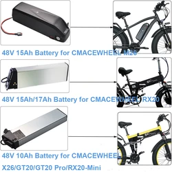 Replacement Electric Bike Battery 48V 10Ah 15Ah 17Ah Foldable Ebike Batteries for CMACEWHEEL M26 TP26 X26 GT20 Pro RX20 Mini Max