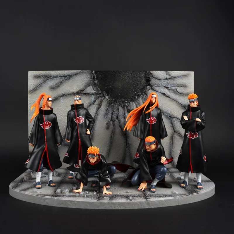 

Naruto Akatsuki Anime Figure 37cm 6 Pcs Uchiha Itachi Madara Konan Hidan Ninja Action Figurine Decor Model Collection Toy Gift