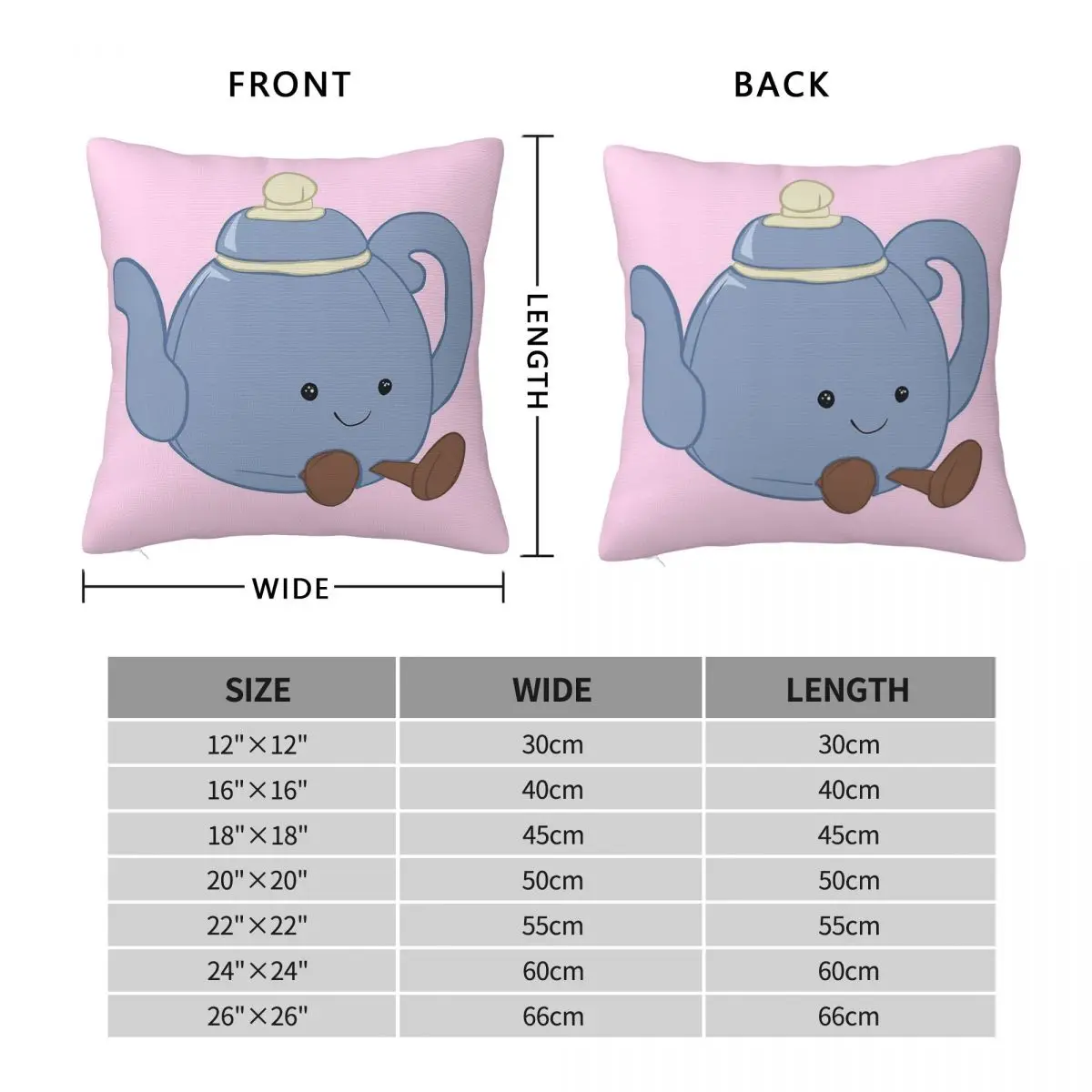 Amuseables Vicky Teapot Square Pillowcase Polyester Linen Velvet Printed Zip Decorative Throw Pillow Case Room Wholesale
