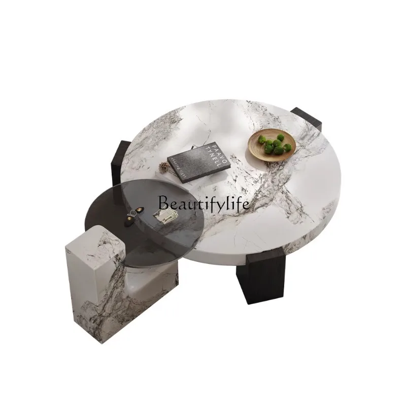 

Minimalist Creative Living Room Artistic Italian Minimalist Light Luxury round Marble Tea Table