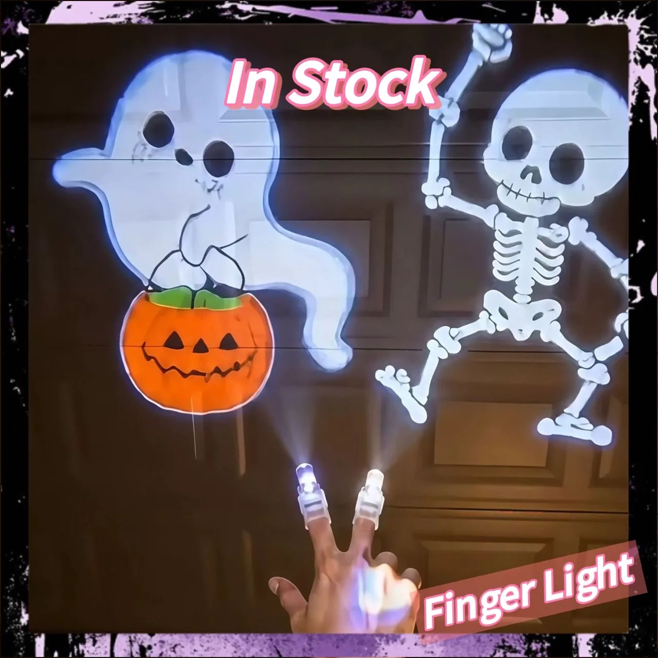在庫あり-4個-ハロウィン-ledライトアップフィンガーライト-プロジェクション-グローフィンガーリング-誕生日パーティーの景品-ハロウィンギフト