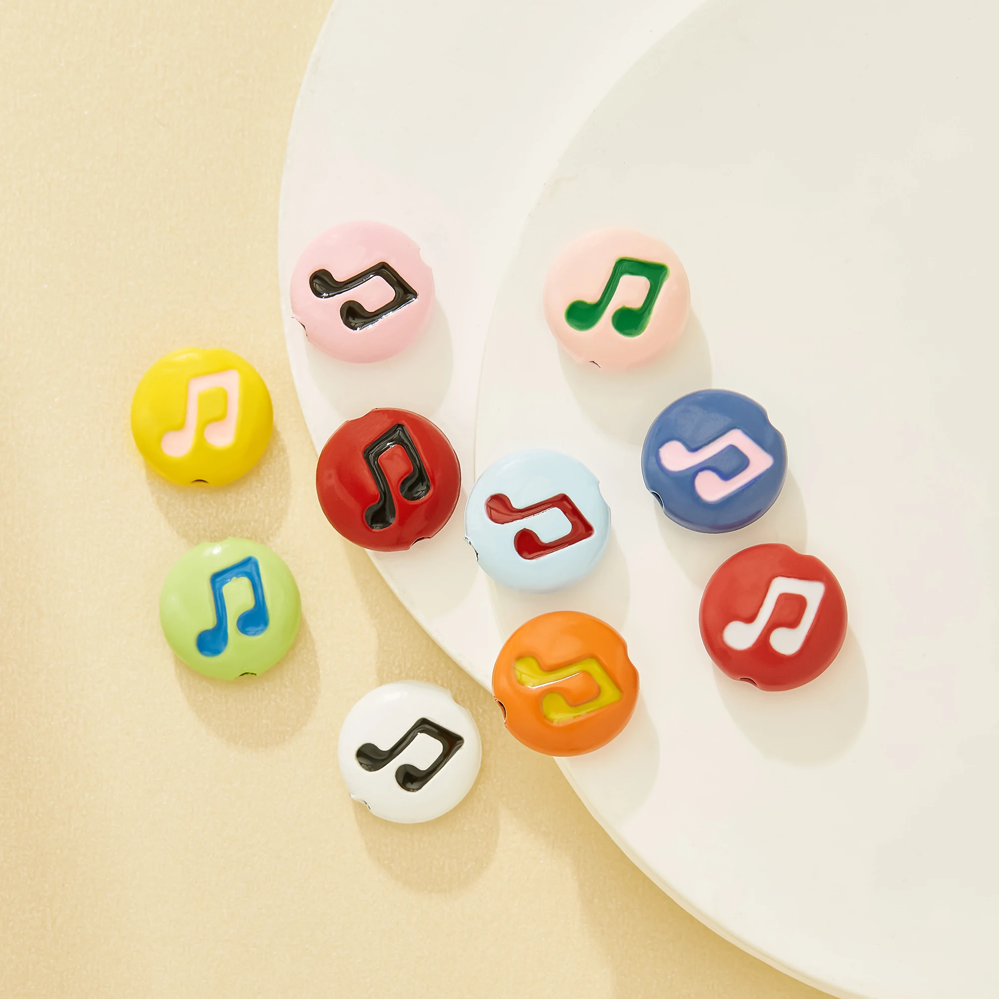 Music Note Beads Zinc Alloy Enameled For Bracelet Phone Chain Keychain Making Cute Macaron Color Dopamine Candy Color 4160108