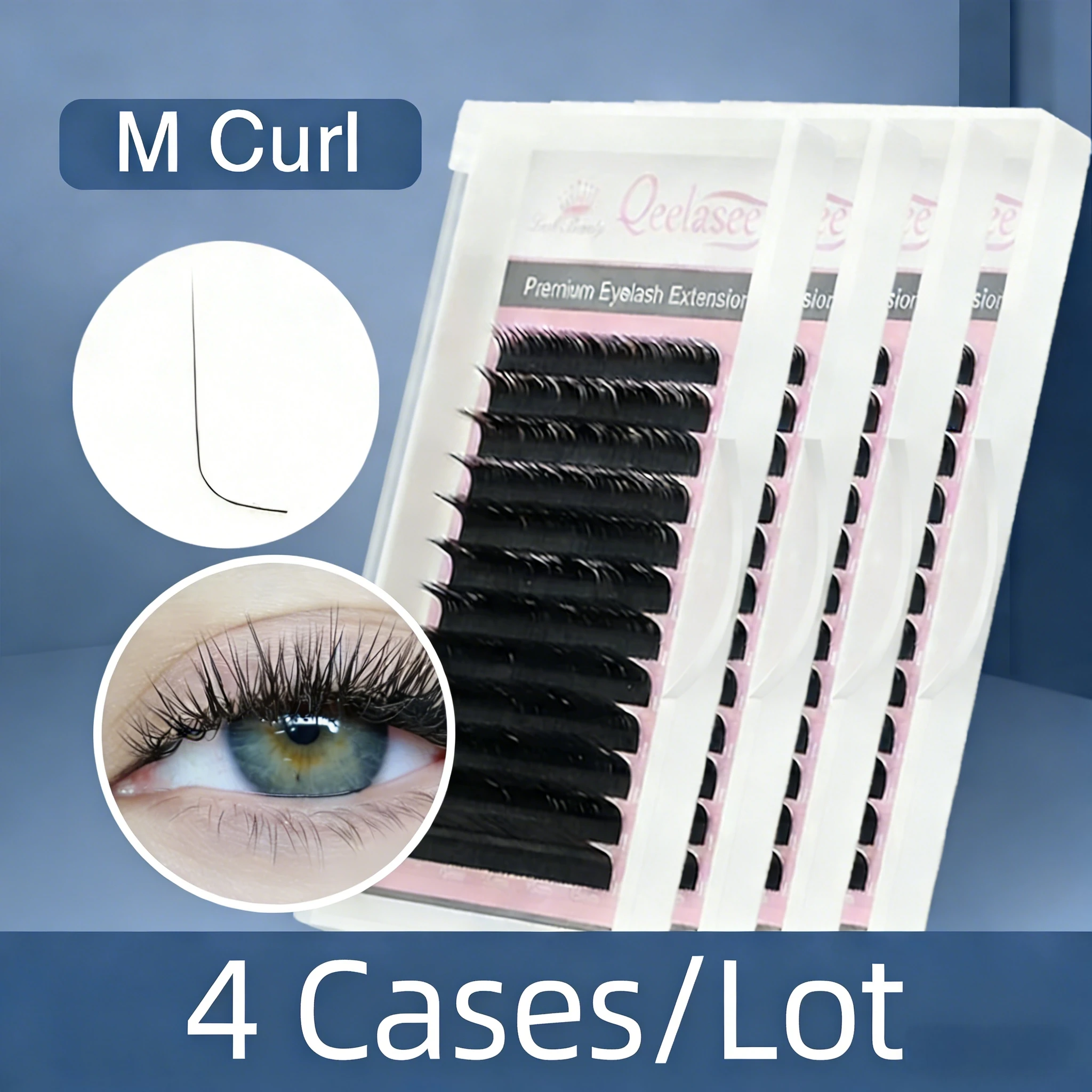 Qeelasee M Krul Valse Wimper Extensions 4 Gevallen/Lot Nertsen Zwart Matte Individuele Wimpers 8-15mm Gemengde Groothandel make-up Wimpers