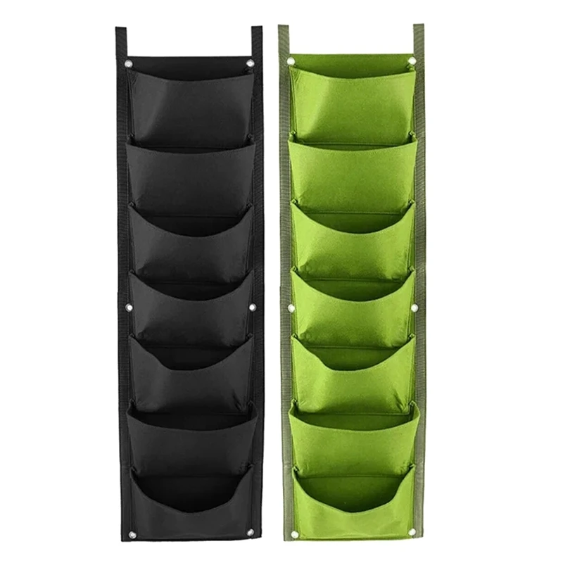 New 7 Pockets Vertical Grow Bag Felt Wall Mount Flower Vegetable Planting Container Outdoor Indoor Garden Planter