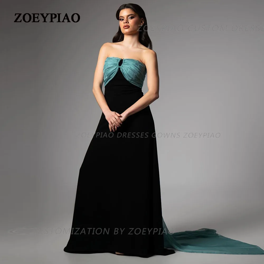 Schwarz/grün Satin/Chiffon Dubai Abendkleider lang 2024 a-line formelle Veranstaltung Abschluss ball Kleider Robe de Soiree 2024