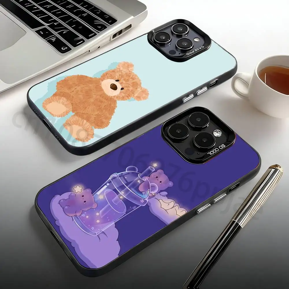 

Teddy Bear Couple Cartoon Phone Case For iPhone 17,16,15,14,13,12,11,Pro,Max,Plus,Mini, Matte Shockproof Case