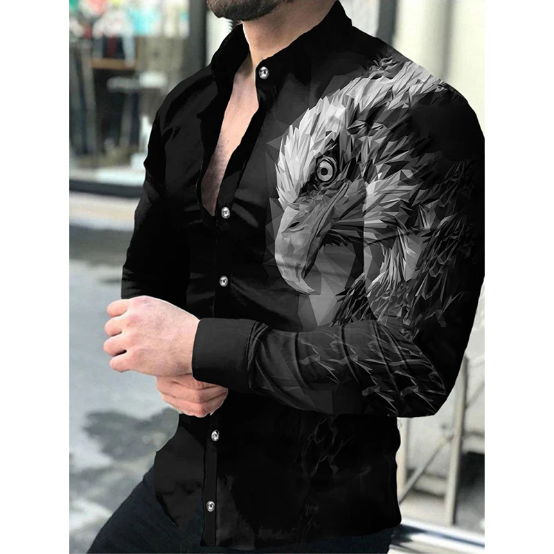 Camisas de águila de lujo para hombres, camisas con estampado 3d de bandera americana, camisa de moda hawaiana informal para playa, cárdigan, blusa,
