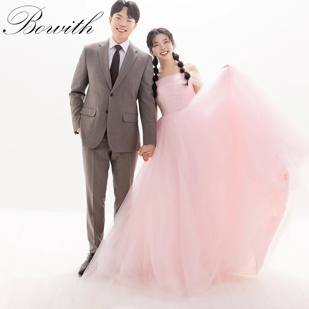 

Bowith Baby Pink Korean Wedding Dresses Photo Shoot ウェディングドレス Soft Tulle Bride Dresses Customized Wedding Party Dresses