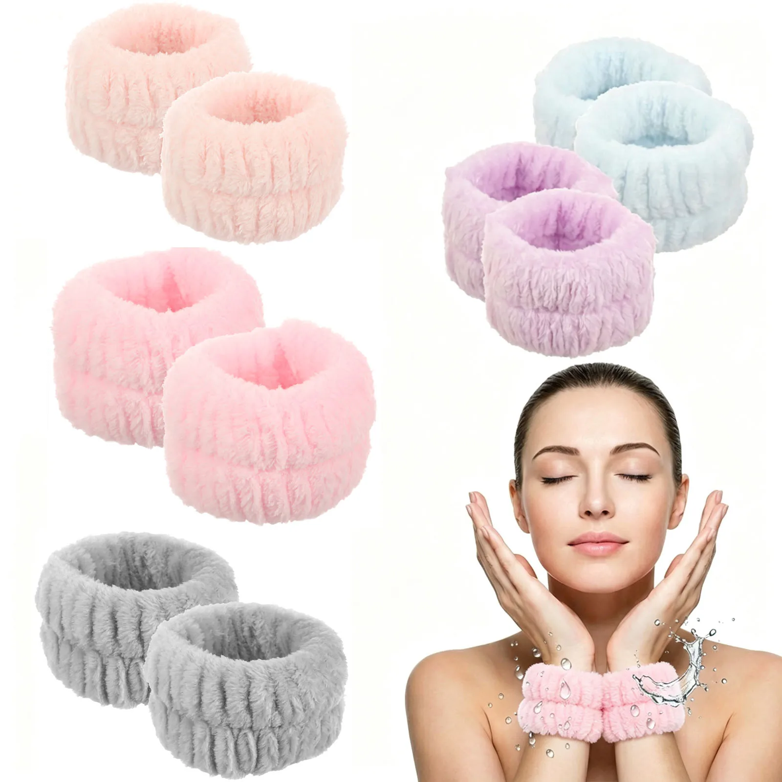 2Pcs Wrist Band Washing Face Spa Wash Towel Band Absorbent Wristbands,Sweatband Prevent Water from Spilling Down Your Arms