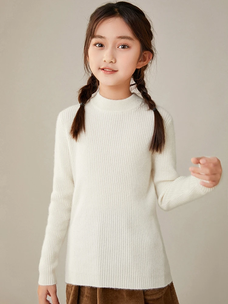 

Детский пуловер из 100% чистого кашемира, свитер на осень-зиму для девочек и мальчиков, однотонное вязаное пальто с воротником-стойкой, мягкое, удобное, плотное, теплое