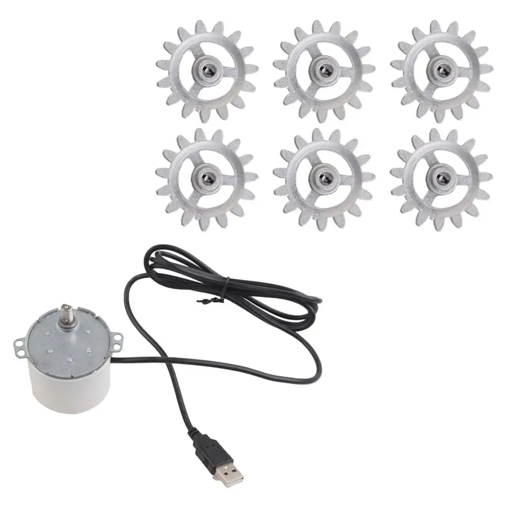 Barbecue Grill Accessories 6Pcs Gears 5V Motor with USB Cable Electric Grill Accessory for BBQ