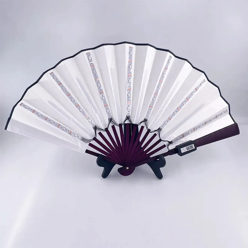 الصينية للطي متوهجة مروحة الفلورسنت بلوتوث APP التحكم الملونة Led مروحة مرحلة الأداء الدعائم الرقص مروحة اليد