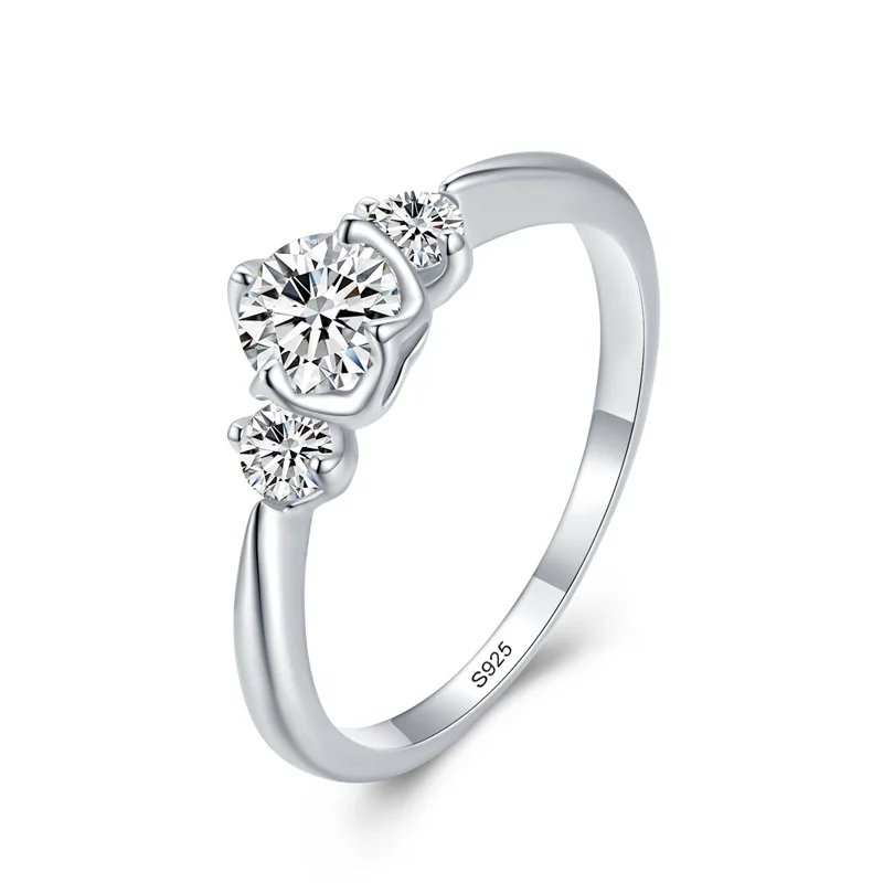 

S925 Silver Women's Luxury Wedding Ring High-Grade Diamond Fashion Jewelry
