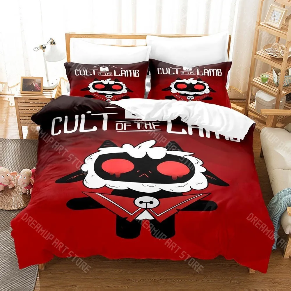 3D Printed Cult Of The Lamb Game Bedding Set for Boys Girls Duvet Cover Pillowcase Twin Queen King Full Single Double Sizes