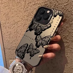 Retro Black Butterfly Phone Case For Xiaomi Redmi Note 13 4G 11 10 12 Pro Plus 5G 11S 12S 10 Redmi 13C 4G Electroplated Cover