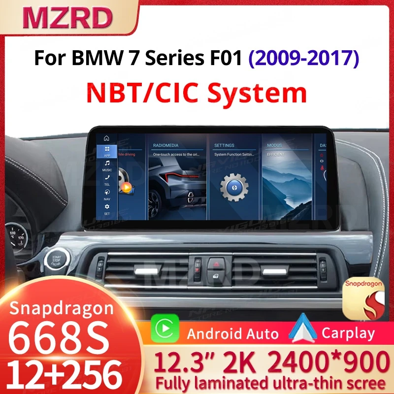 MZRD 12.3'' Android 14 Car Radio For BMW 7 Series F01 F02 CIC NBT Multimedia Stereo Player WIFi Navi Auto Bluetooth Head CarPlay