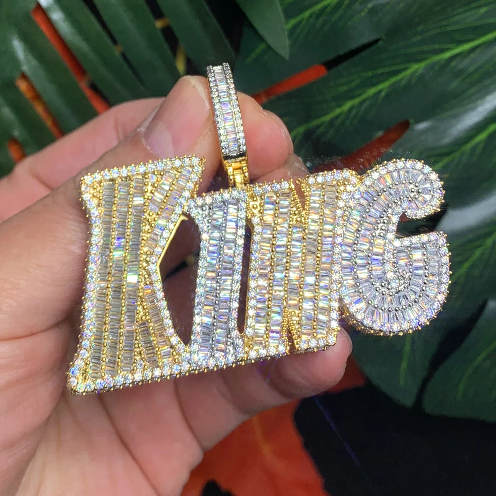 قلادات متدلية بحروف مبهرجة ، لونين ، لون ذهبي ، أحجار زركونيا هندسية ، سحر الزركون ، موسيقى الهيب هوب الرجالية ، مجوهرات فاسدة ، جديدة #5