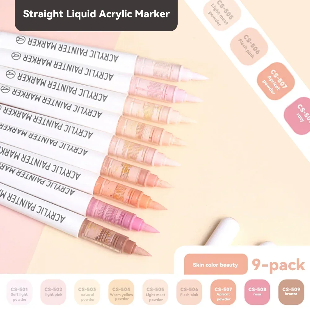 9 ชิ้น/กล่องผสมสีอะคริลิคชุดเครื่องหมาย Art Rock ภาพวาดปากกาเด็กของขวัญ Graffiti สําหรับหินแก้วรองเท้า DIY Craft Supplies