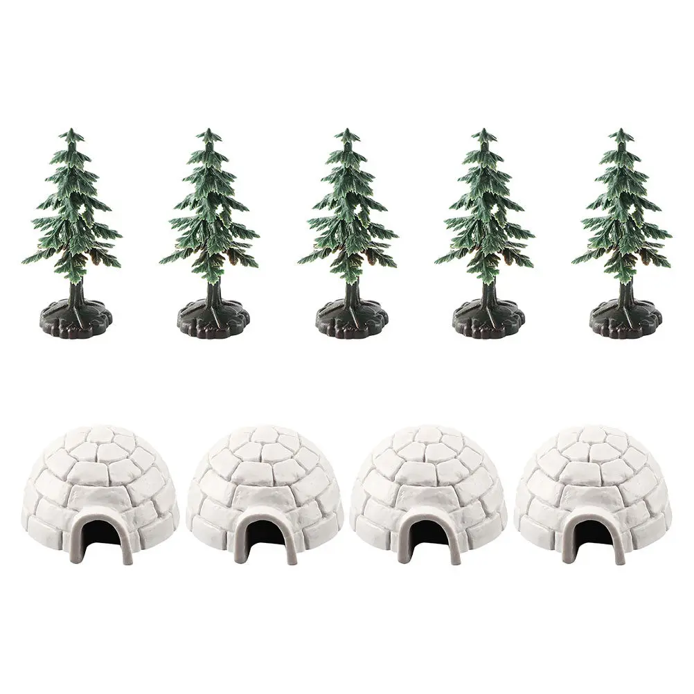 1Set Mini Ice House Arctic Winter Scene Realistic Snow Animal Figures Christmas Cake Decoration DIY Micro Landscape Ornament