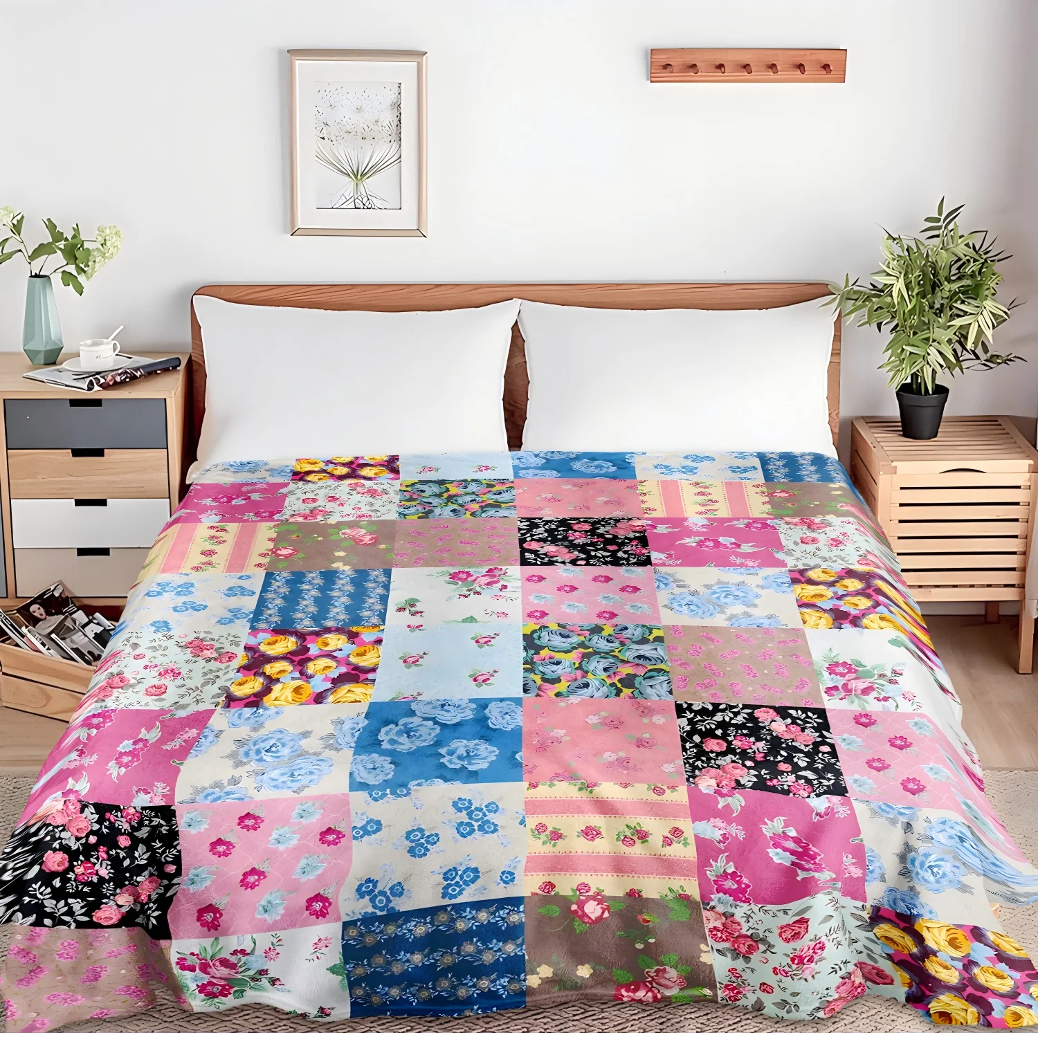 1pc werfen bunte Mode Blumen Flanell Decke für Couch Bett Sofa gemütlich bequem und warm Festival Dekor Decken für die ganze Saison
