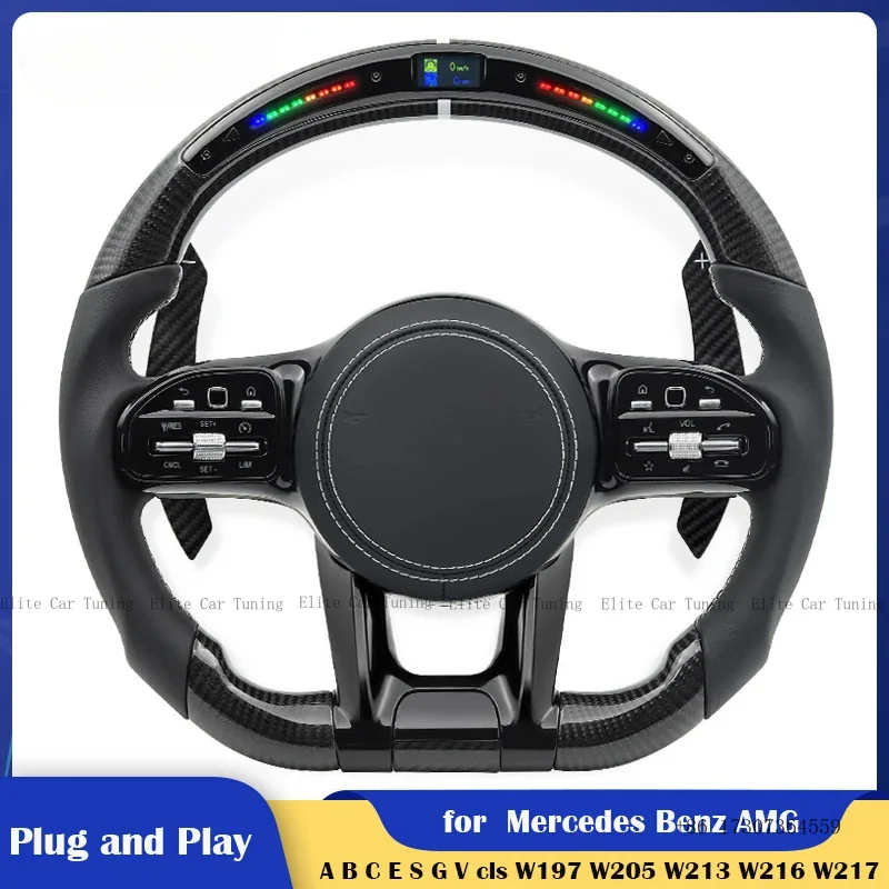 

Car Steering Wheel White Stiching for Mercedes Benz AMG A C E G V Cls Glc Gle Gls Gla Cla W204 W205 W167 W177 W217 W221 W222