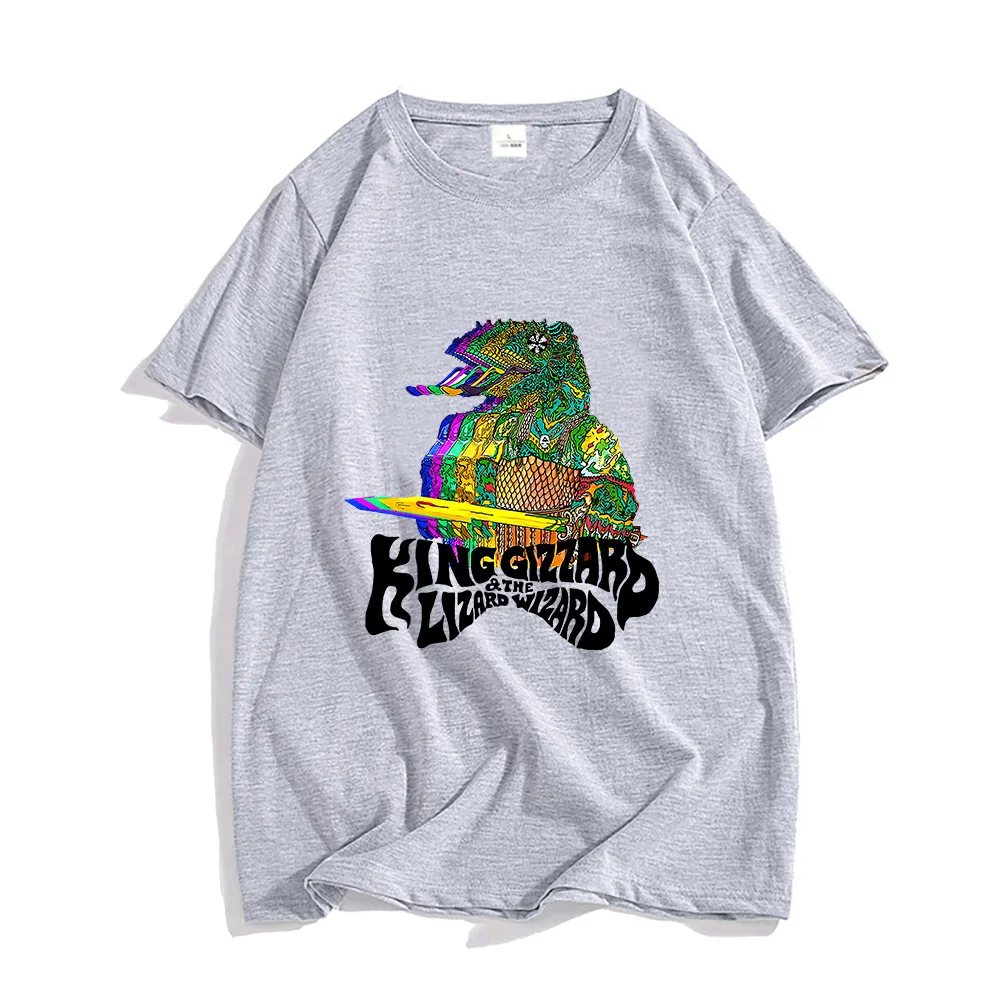 King Gizzard & The Lizard Wizard T-shirts MEN Science Fiction T Shirts 100% Cotton Chameleon Tshirts Four Seasons Slight Strech