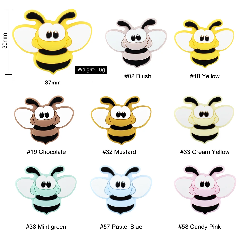 주얼리 제작용 실리콘 비즈, 벌 모양 초점 비즈, DIY 팔찌 키체인, 구슬 펜, 식품 등급 액세서리, 5 개, 10 개