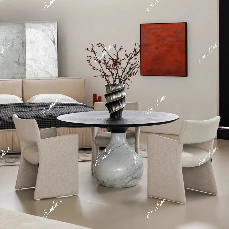 Nordic minimalist high-end vase dining table Italian design, slate water droplets, living room and home