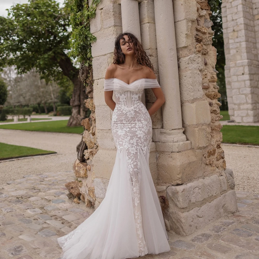 

Customized Luxury Mermaid Lace Wedding Dresses For Women Layers Applique Backless Sweetheart Bride Vintage Bridal Gown Vestidos