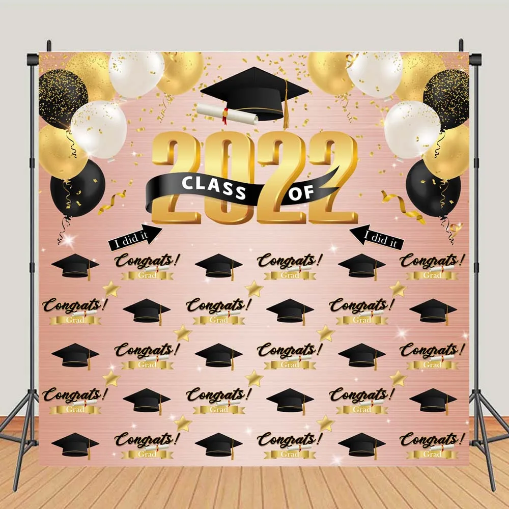 Graduation Party ตกแต่ง Congratulate สำเร็จการศึกษาถ่ายภาพฉากหลัง Class Of 2022ขอแสดงความยินดี Grad Photo พื้นหลัง Photocall
