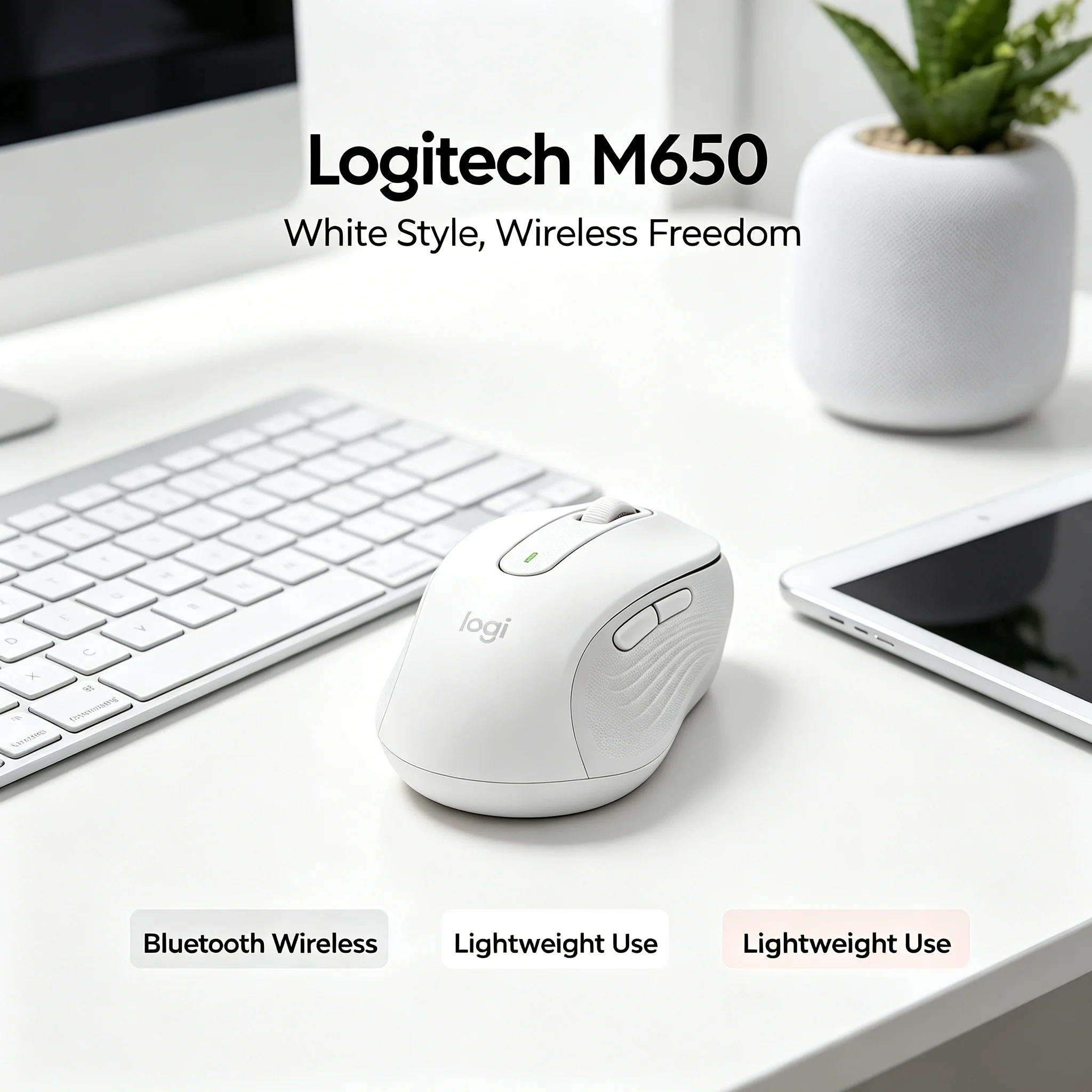 Logitech M650 Bluetooth Wireless Silent Mouse Ergonomic Mice Long Battery For Home Work PC Tablet