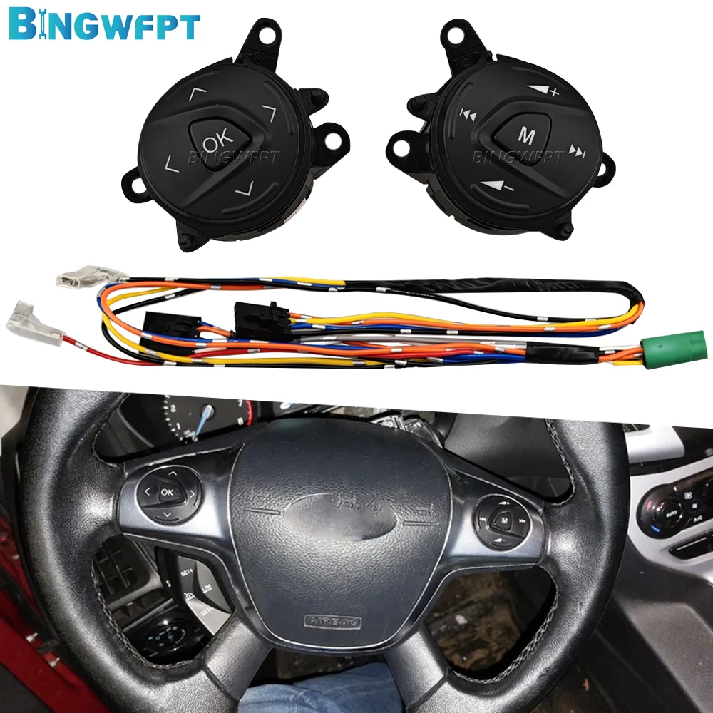 

Blue Backlight For Ford Focus 3 2012-2014 Kuga 2012-2015 Steering Wheel Buttons Audio Volume Control Switch M OK Switch Button