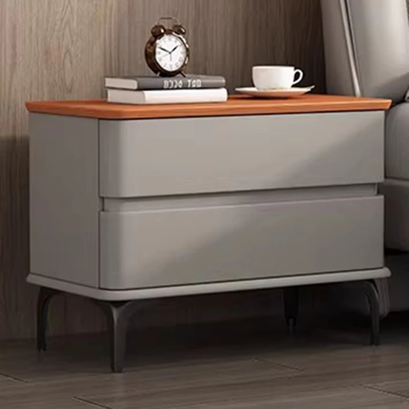低装飾ベッドサイドテーブル寝室モバイル高級収納ナイトスタンド木製オーガナイザー引き出しホワイトメサデノーチェトレンディな家具