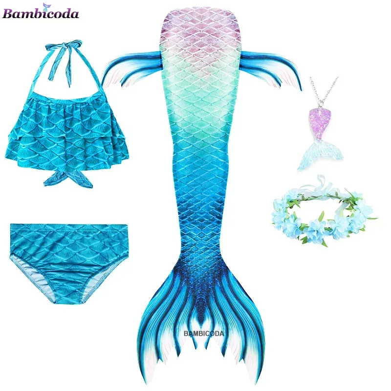 Fantasy Girls Mermaid Tails Beach Clothe Costume Can Add Monofins Bikini Swimming Cosplay MermaIed for Children Summer Swimwear