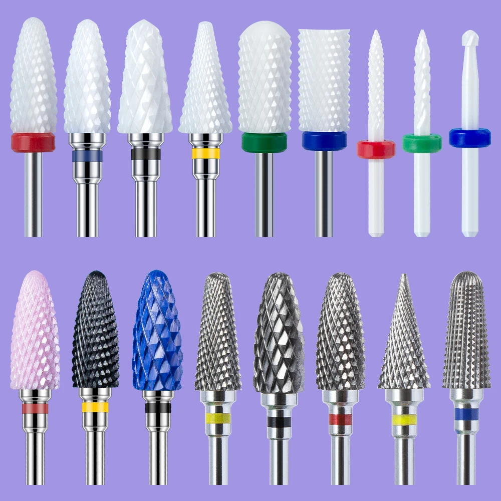 2PCS Tungsten Carbide Nail Drill Bits Gel Polish Remover 3/32 Inch Nail Art Files Cuticle Milling Cutter For Manicure Pedicure