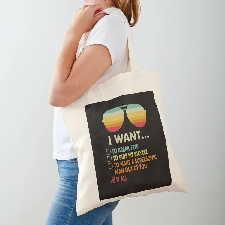 Funny Music lover Gift Bicycle Costume I Want It All Classic T-Shirt Tote Bag shopper bags Women's beach bags handbag