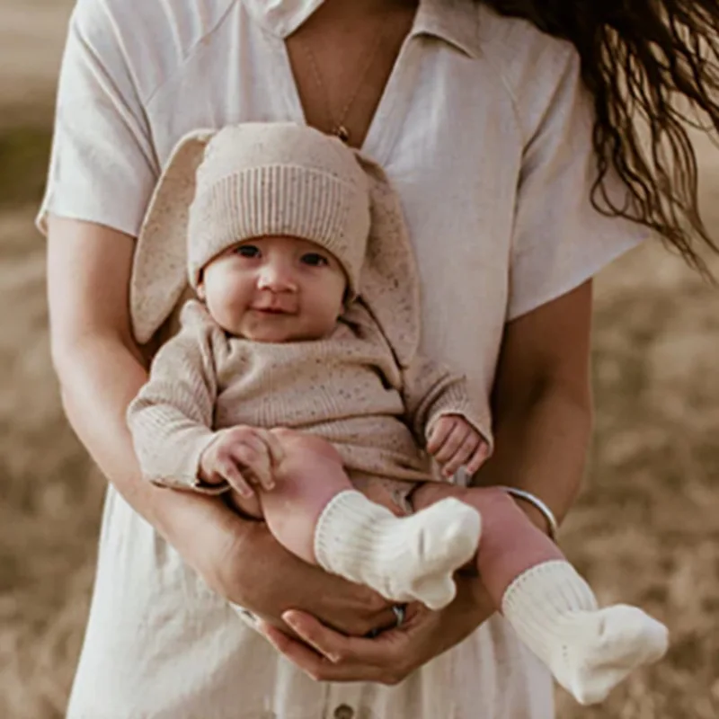 Baby Photo Shotting Rompers Outfits Autumn Simple Jumpsuits Pants+Rabbit Long Ear Hat 2pcs/set Newborn Photography Clothing