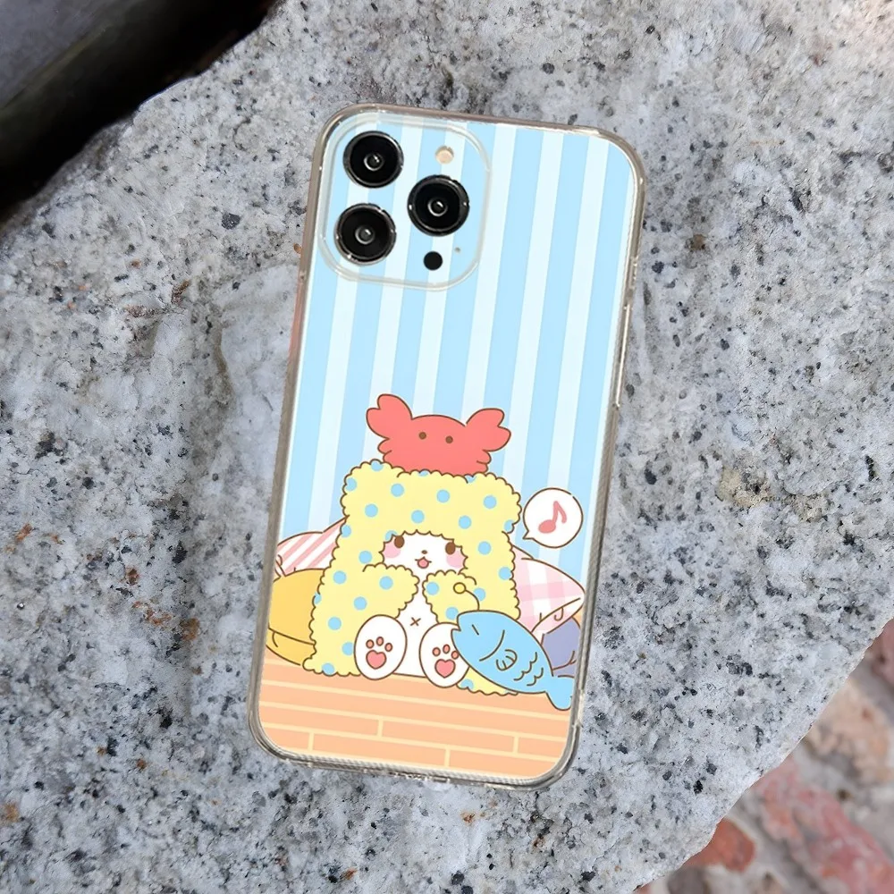 Sanrio Moppu Phone Case for iphone 15 14 13 12 Pro Mini 11 Max Xr X Xs 8 Plus Transparent silicone