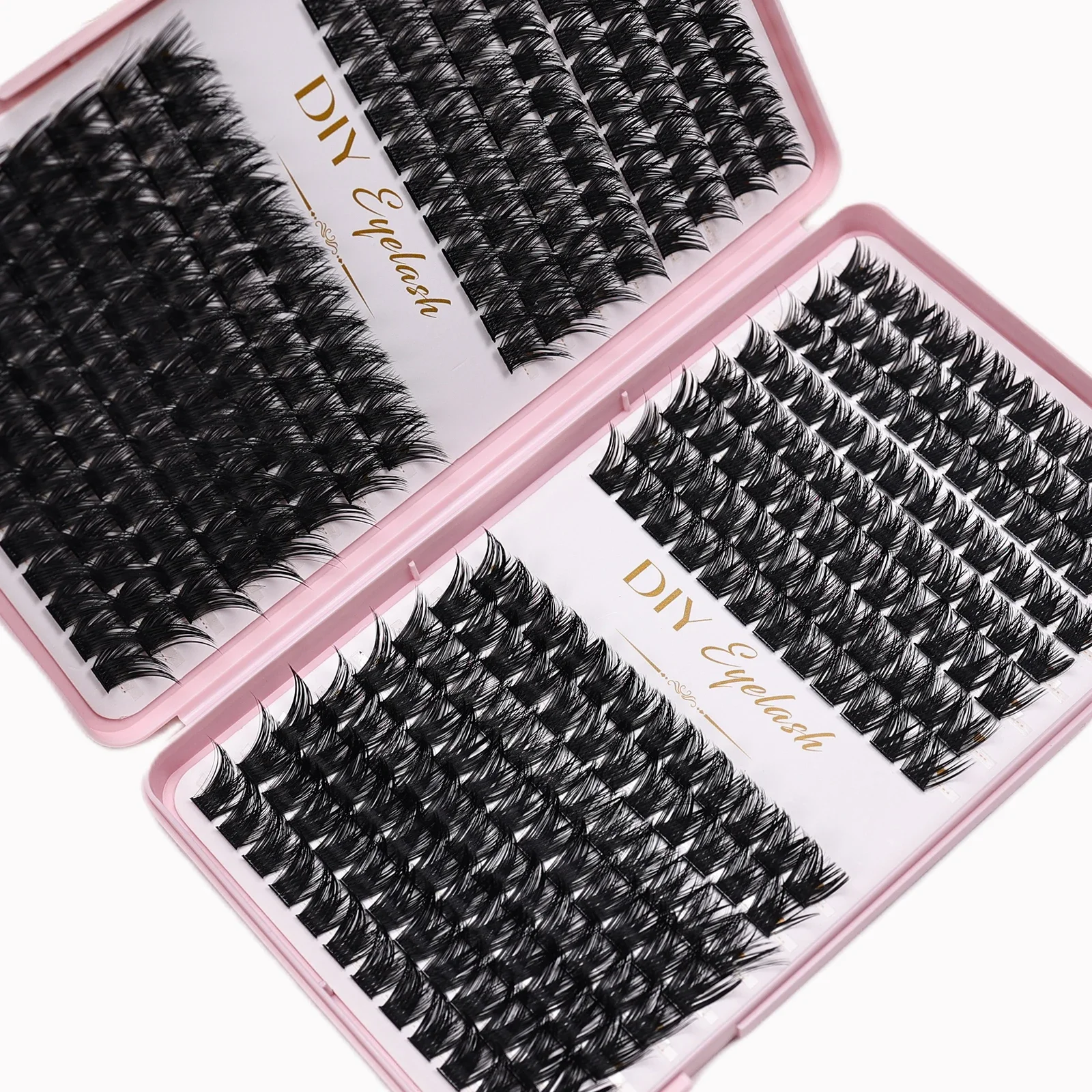 Individual Lashes 10-14mm 384pcs Cluster Lashes Natural Look Mixed Tray DIY Eyelash Extension Volume Clusters Eyelashes